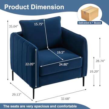 Stylish Blue Velvet Accent Chair for Luxury Comfort