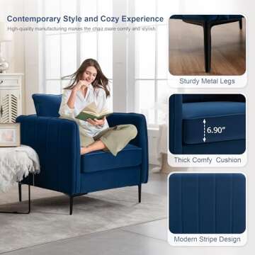 Stylish Blue Velvet Accent Chair for Luxury Comfort
