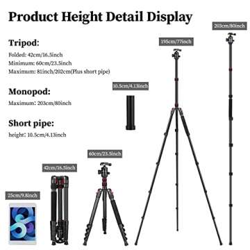 Tripod for Camera, Victiv 81 inch Professional Camera Tripod Monopod, Tall DSLR Tripod Heavy Duty, A...