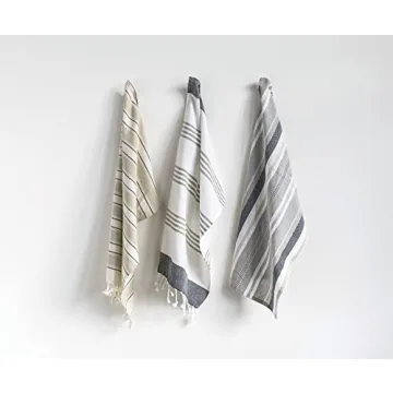 Elegant Creative Co-Op Striped Cotton Tea Towels Set of 3