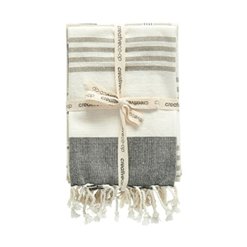 Elegant Creative Co-Op Striped Cotton Tea Towels Set of 3