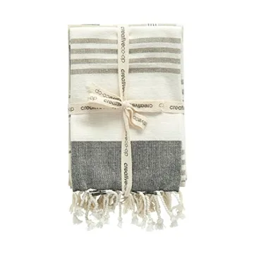Elegant Creative Co-Op Striped Cotton Tea Towels Set of 3
