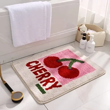 Fosiyaa Cherry Bath Mat - Cute Non-Slip Absorbent Rug
