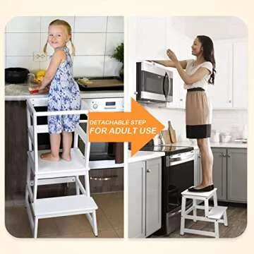 Kids Kitchen Step Stool with Chalkboard for Toddlers