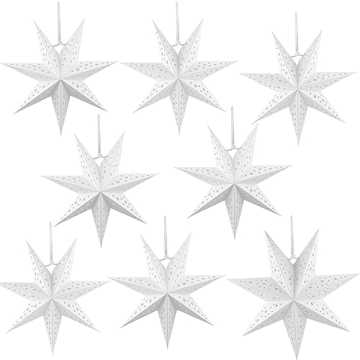 Haconba 8 Pack 3D Hanging Paper Stars for Home Decor