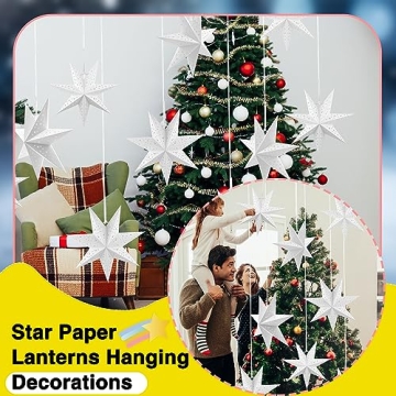 Haconba 8 Pack 3D Hanging Paper Stars for Home Decor