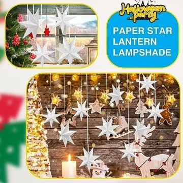 Haconba 8 Pack 3D Hanging Paper Stars for Home Decor