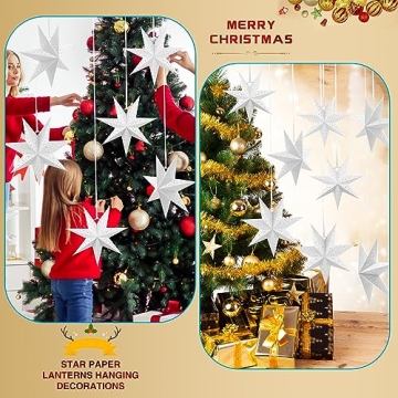 Haconba 8 Pack 3D Hanging Paper Stars for Home Decor