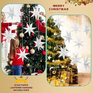 Haconba 8 Pack 3D Hanging Paper Stars for Home Decor