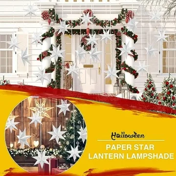 Haconba 8 Pack 3D Hanging Paper Stars for Home Decor