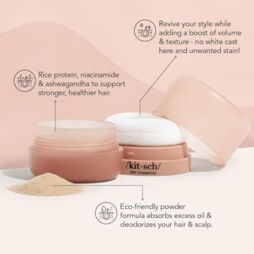 Kitsch Travel Size Dry Shampoo Powder - No White Cast, Organic Formula