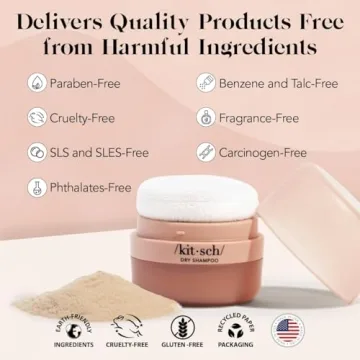 Kitsch Travel Size Dry Shampoo Powder - No White Cast, Organic Formula