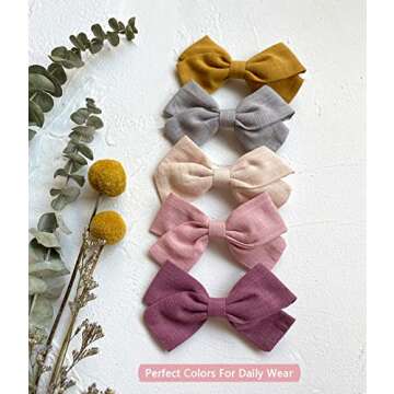 Cherssy Hair Bows Clips Barrettes, 10pcs Hair Alligator Clips for Baby Girls, Toddlers, School Girls, Children