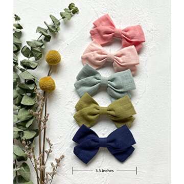 Cherssy Hair Bows Clips Barrettes, 10pcs Hair Alligator Clips for Baby Girls, Toddlers, School Girls, Children