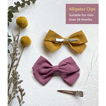 Cherssy Hair Bows Clips Barrettes, 10pcs Hair Alligator Clips for Baby Girls, Toddlers, School Girls, Children