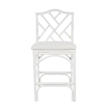 KOUBOO Chippendale Rattan Kitchen Counter Chair, Kitchen Island Seating, Kitchen Furniture, Bohemian Decor, Contemporary Seating, Off White Upholstery, White