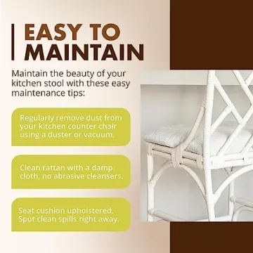 KOUBOO Chippendale Rattan Kitchen Counter Chair, Kitchen Island Seating, Kitchen Furniture, Bohemian Decor, Contemporary Seating, Off White Upholstery, White