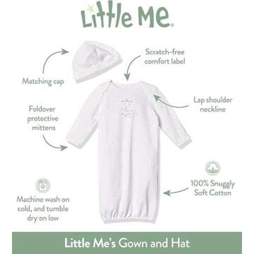 Little Me 2-Piece Baby Girl Nightgown Cap Vintage Rose