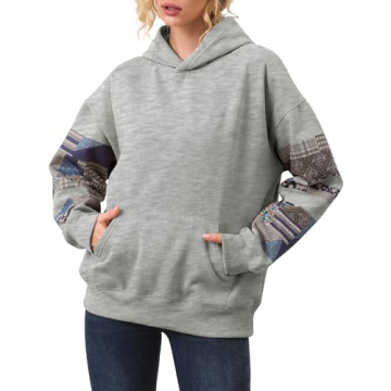 Eutten Women Patchwork Hoodies Oversized Fleece Graphic Flower Hooded Sweatshirts Vintage Floral Pul...