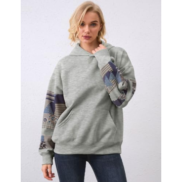 Stylish Eutten Women's Oversized Patchwork Hoodie