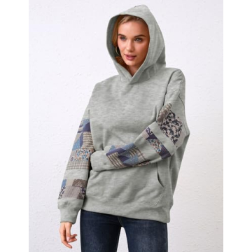 Stylish Eutten Women's Oversized Patchwork Hoodie