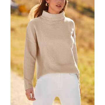 BTFBM Women's Ribbed Knit Long Sleeve Pullover Sweater Top - Solid Apricot, Medium