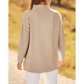 BTFBM Women's Ribbed Knit Long Sleeve Pullover Sweater Top - Solid Apricot, Medium