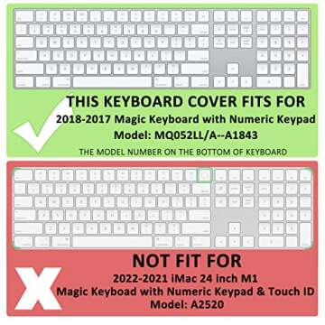 ProElife Keyboard Cover Skin for 2018-2017 Apple Magic Keyboard with Numeric Keypad A1843 US Enter M...