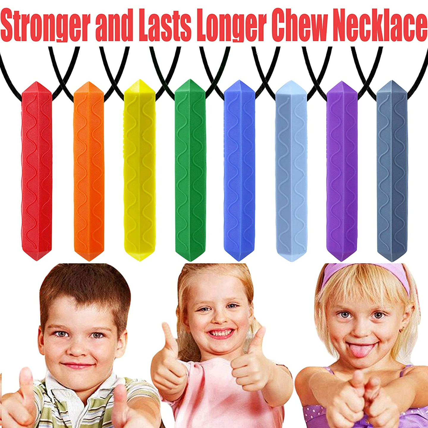 Chew Necklace Set for Sensory Relief - 8 Pack