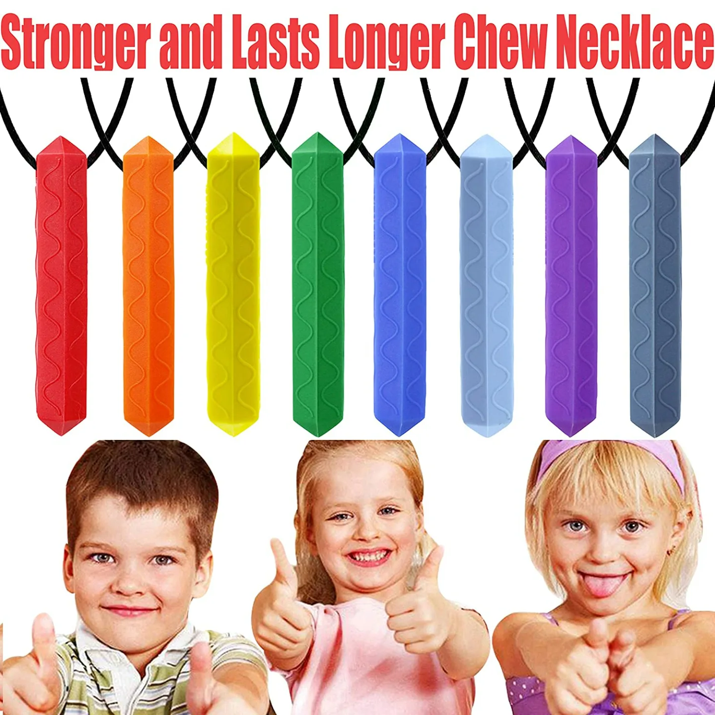 Chew Necklace Set for Sensory Relief - 8 Pack