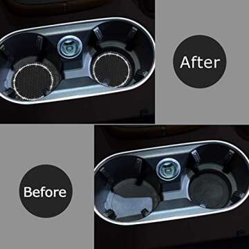 2PCS Bling Car Cup Coaster, Universal Vehicle Cup Holder Insert Coaster, 2.75 inch Rhinestone Anti Slip Silicone Car Accessories, Suitable for Most Car Interior, Gift for Women