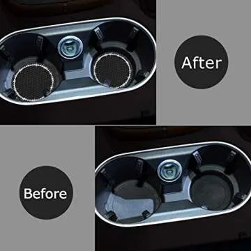 2PCS Bling Car Cup Coaster, Universal Vehicle Cup Holder Insert Coaster, 2.75 inch Rhinestone Anti Slip Silicone Car Accessories, Suitable for Most Car Interior, Gift for Women