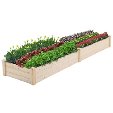 Crownland Outdoor Gardens 8 ft Raised Garden Bed Wooden Patio Raised Beds Backyard Elevated Planter ...