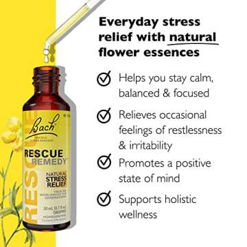 Bach RESCUE REMEDY Dropper 20mL, Natural Stress Relief, Homeopathic Flower Essence, Vegan, Gluten & Sugar-Free, Non-Habit Forming