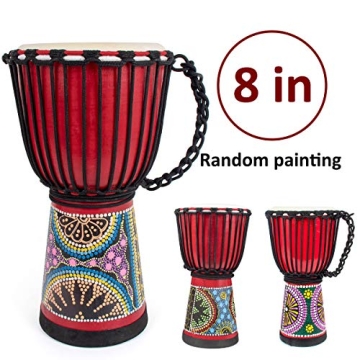Kmise 8" Djembe Hand Drum - Authentic Mahogany Sound