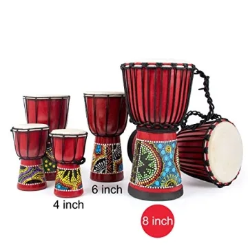 Kmise 8" Djembe Hand Drum - Authentic Mahogany Sound