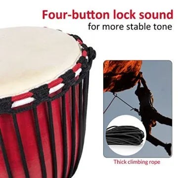 Kmise 8" Djembe Hand Drum - Authentic Mahogany Sound