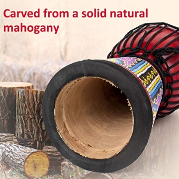 Kmise 8" Djembe Hand Drum - Authentic Mahogany Sound