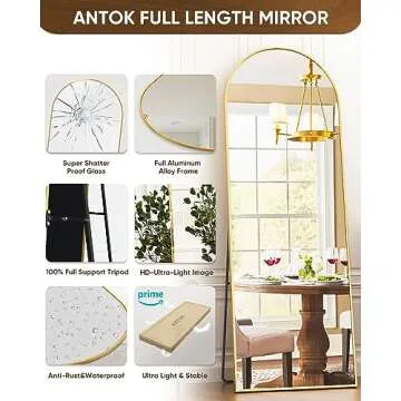 Antok Full Length Mirror, 66x23" Freestanding Floor Mirror