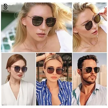 SOJOS Retro Aviator Square Polarized Sunglasses UV400
