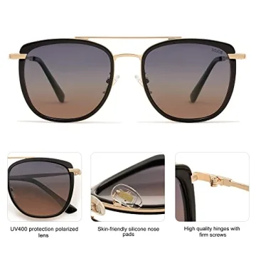 SOJOS Retro Aviator Square Polarized Sunglasses UV400