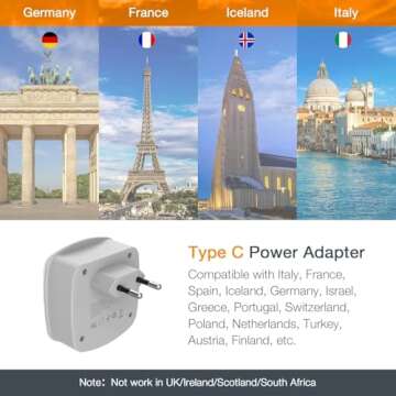 TESSAN European Travel Plug Adapter 2 Pack, US to Europe Power Adaptor with 2 USB 2 AC Outlets, Inte...