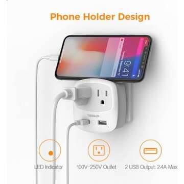 TESSAN European Travel Adapter with USB & AC Outlets