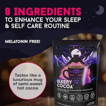 Sleepy Cocoa Sugar Free Hot Chocolate Mix - Sleep Support Supplement - Non Dairy, Keto, and Vegan Hot Cocoa Powder - Night Time Self Care - Melatonin and Gluten Free - 30 Servings
