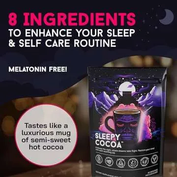 Sleepy Cocoa Sugar Free Hot Chocolate Mix - Sleep Support Supplement - Non Dairy, Keto, and Vegan Hot Cocoa Powder - Night Time Self Care - Melatonin and Gluten Free - 30 Servings