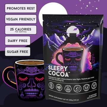 Sleepy Cocoa Sugar Free Hot Chocolate Mix - Sleep Support Supplement - Non Dairy, Keto, and Vegan Hot Cocoa Powder - Night Time Self Care - Melatonin and Gluten Free - 30 Servings