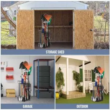 Garden Tool Organizer Holds 50 Long-Handled Tools/Rakes/Brooms/Shovles for Garage Organization and Storage, Shed, Outdoor, Lawn, Heavy-Duty Steel, Black, Easy Assembly