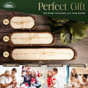 Red Barn Candle Company Wood Dough Bowl Candles | 100% Natural Soy Wax & Essential Oil Infused | Odor Eliminating + Pet Safe | Scented Candle Gifts for Men & Women (3-Wick, Lemon Verbena)