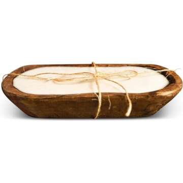 Red Barn Candle Company Wood Dough Bowl Candles | 100% Natural Soy Wax & Essential Oil Infused | Odor Eliminating + Pet Safe | Scented Candle Gifts for Men & Women (3-Wick, Lemon Verbena)