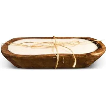 Red Barn Candle Company Wood Dough Bowl Candles | 100% Natural Soy Wax & Essential Oil Infused | Odor Eliminating + Pet Safe | Scented Candle Gifts for Men & Women (3-Wick, Lemon Verbena)